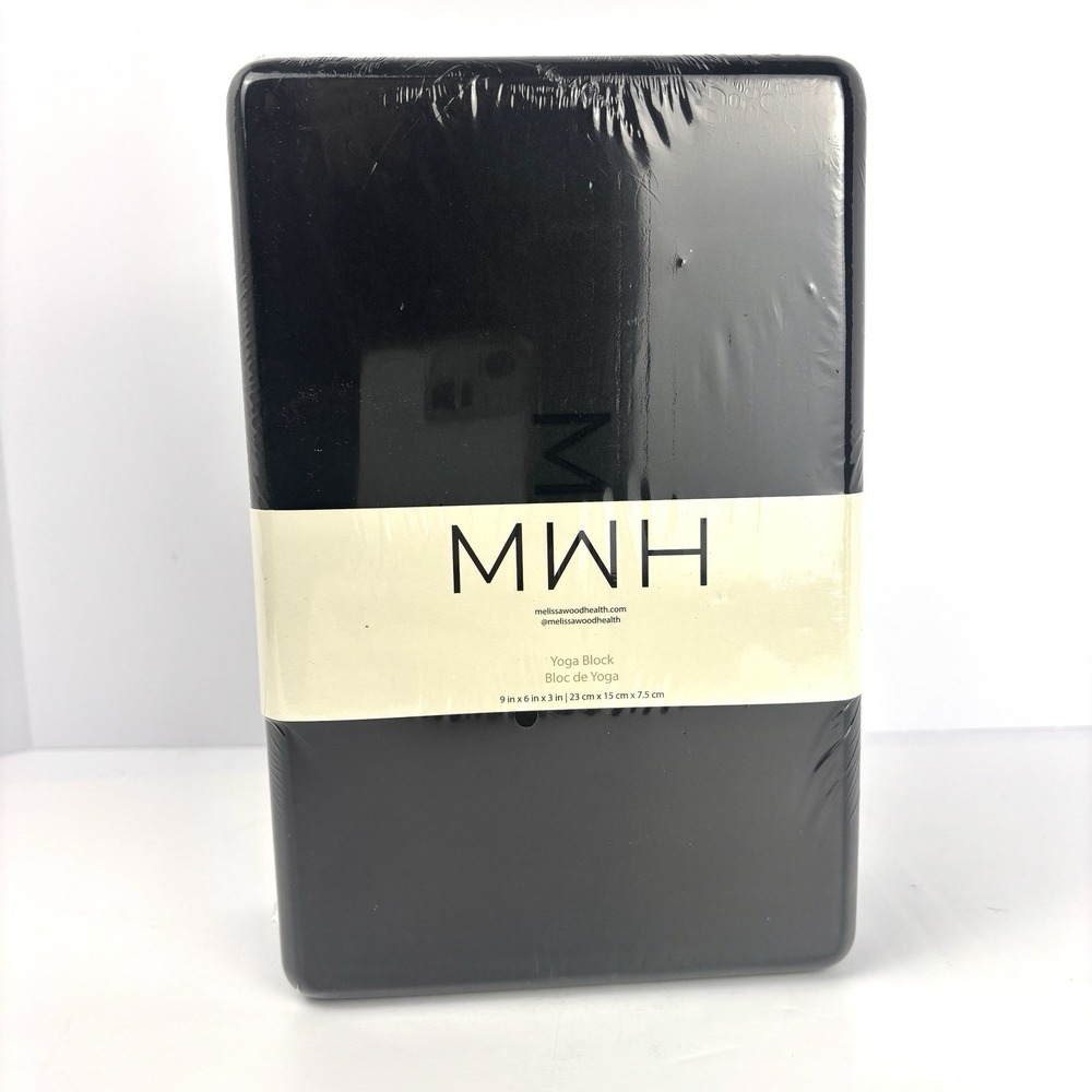 MWH Melissa Wood Health Black Yoga Block 9" X 6" X 3" New Sealed